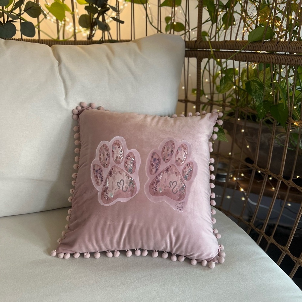 Floral Paw Print pillow case